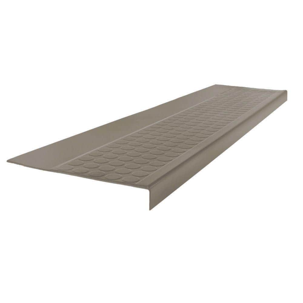 Low Profile Raised Circular Design Pewter 12.5 in. x 48 in. Rubber Square Nose Stair Tread