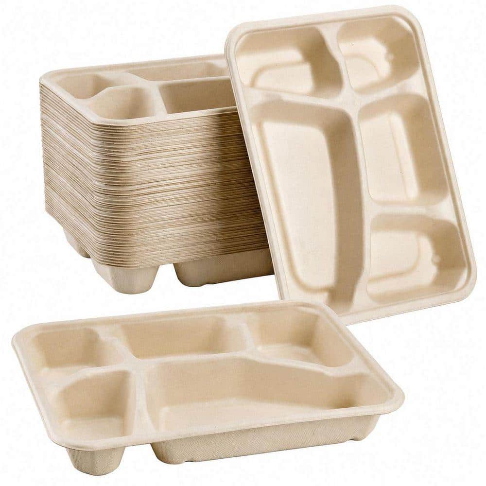 Molded Fiber 11 in. White Natural Disposable Sugarcane Fiber Disposable Plate Disposable Tableware Product Type (50 Per