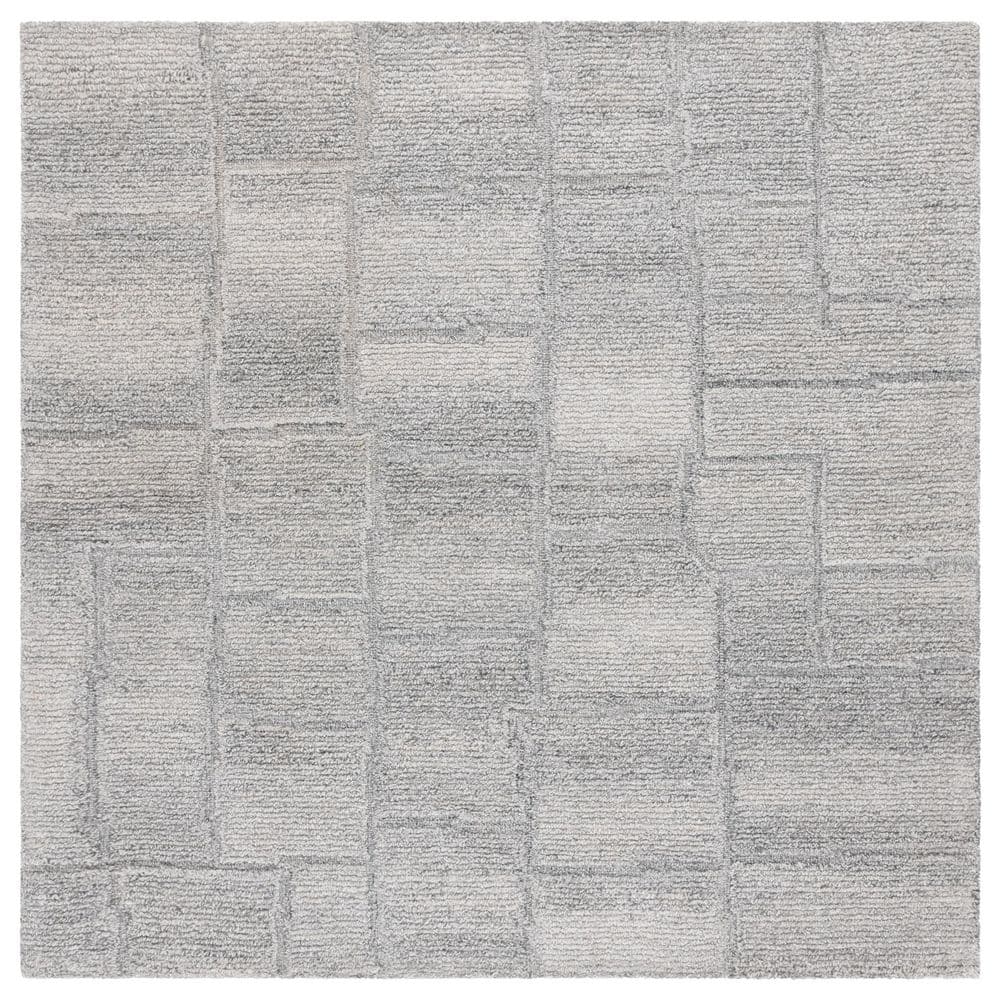 Renewal 6 ft. x 6 ft. Gray Solid Tabular Square Area Rug