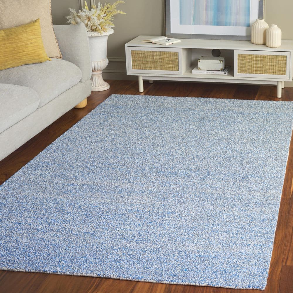 Renewal 6 ft. x 9 ft. Blue/Ivory Solid Area Rug