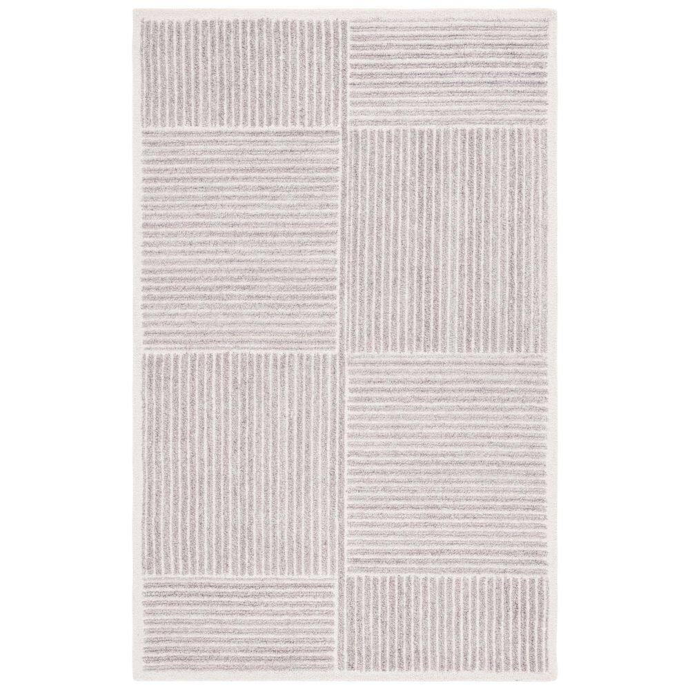Renewal 6 ft. x 9 ft. Gray/Ivory Striped Geometric Area Rug