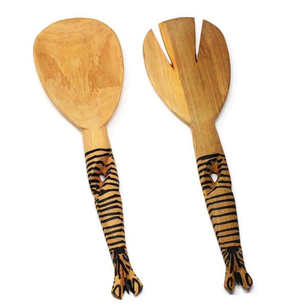 Twisted Handles African Zebra Serving Set